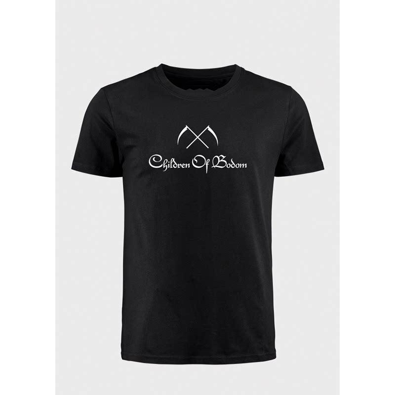 Hot Children of Bodom's Dark Metal Band "Death God" Print Short-Sleeved Cotton T-Shirt