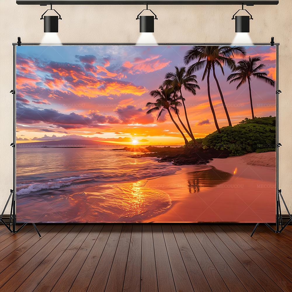 Summer sunset Ferris wheel seaside scenery theme banner background customizable room poster birthday party decoration background