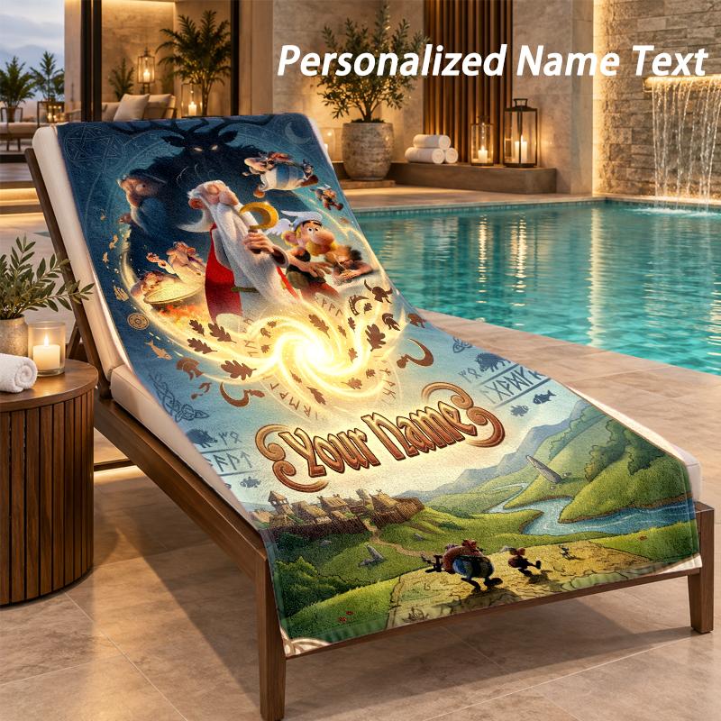 Asterix & Obelix Custom Name Beach Towel Large Soft Towel for Indoor Bathroom Outdoor Beach