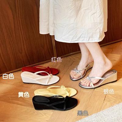 Студийное увеличение роста 6~ носок верхняя одежда тонкий ремешок танкетка крутые тапочки женские летние