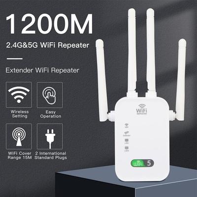 Беспроводной повторитель Wi-Fi 1200 Мбит/с, удлинитель Wi-Fi 2,4G/5 ГГц, двухдиапазонный усилитель сигнала, гигабитный усилитель Wi-Fi дальнего действия