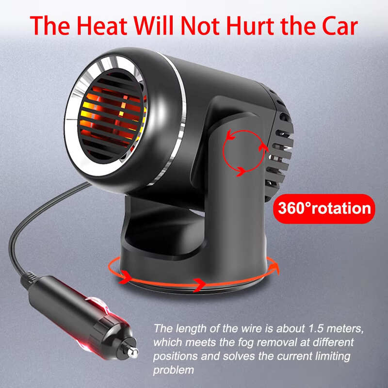 12V 120W Car Heater Fan Portable Fast Heating Fan Heater Defogger Defrost Windshield Demister Warm Heater Auto Anti-Fog Heater