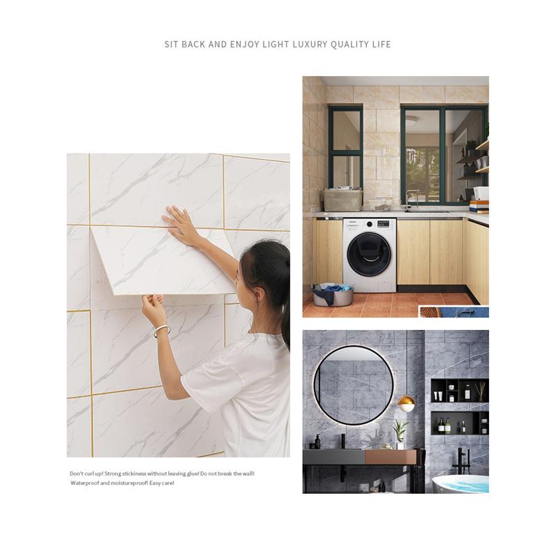 Самоклеящаяся 3D имитация плитки для оклеивания стен обоями для украшения стен туалета кухни водонепроницаемые мраморные наклейки