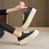 Women's Sneakers Genuine Leather 2024 Spring New Casual Lace-up Women's Sneakers Shoes Platform Board Shoes Women