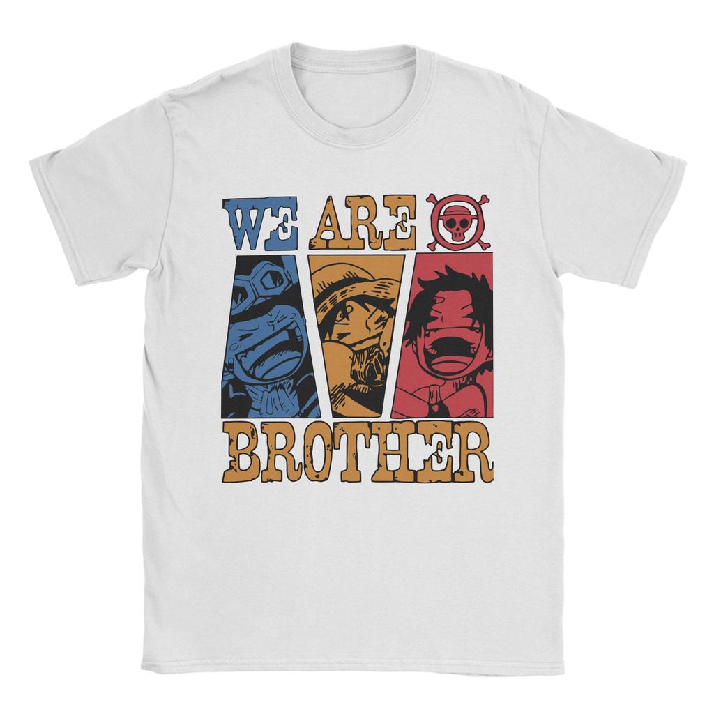 Novelty We are brothers Sabo Luffy and Ace TShirts for Men O Neck 100 Cotton T Shirt Ones Pieces Tees Printed Clothing