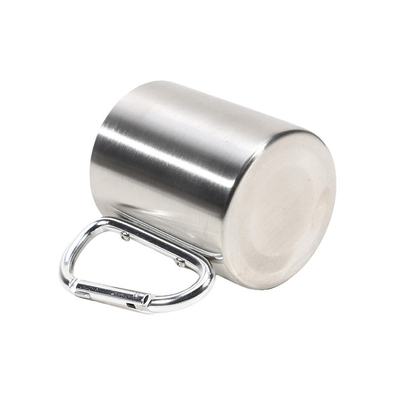200 мл Легкая походная кружка из нержавеющей стали с карабином Портативные металлические кофейные кружки для занятий спортом на открытом воздухе, путешествий, пеших походов