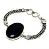 Ювелирный браслет ручной работы с черным ониксом 925 пробы, посеребренный, 6–8 дюймов