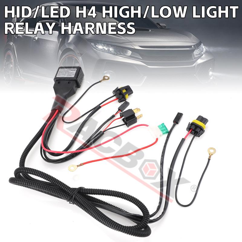 H4 Relay Wiring Harness Socket HID Xenon Lamp Connector Telescopic Lamp Control High Low Light Beam Line Group 1 Lead 2 Lamps