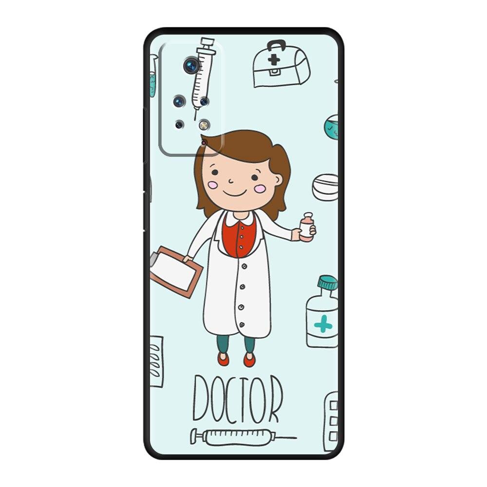 Для Redmi Note 9A 11 Pro K40 9T 7 10 8 9S 9 9C 8T K40S 10C черный стильный телефон Funda Nurse Medical Medicine
