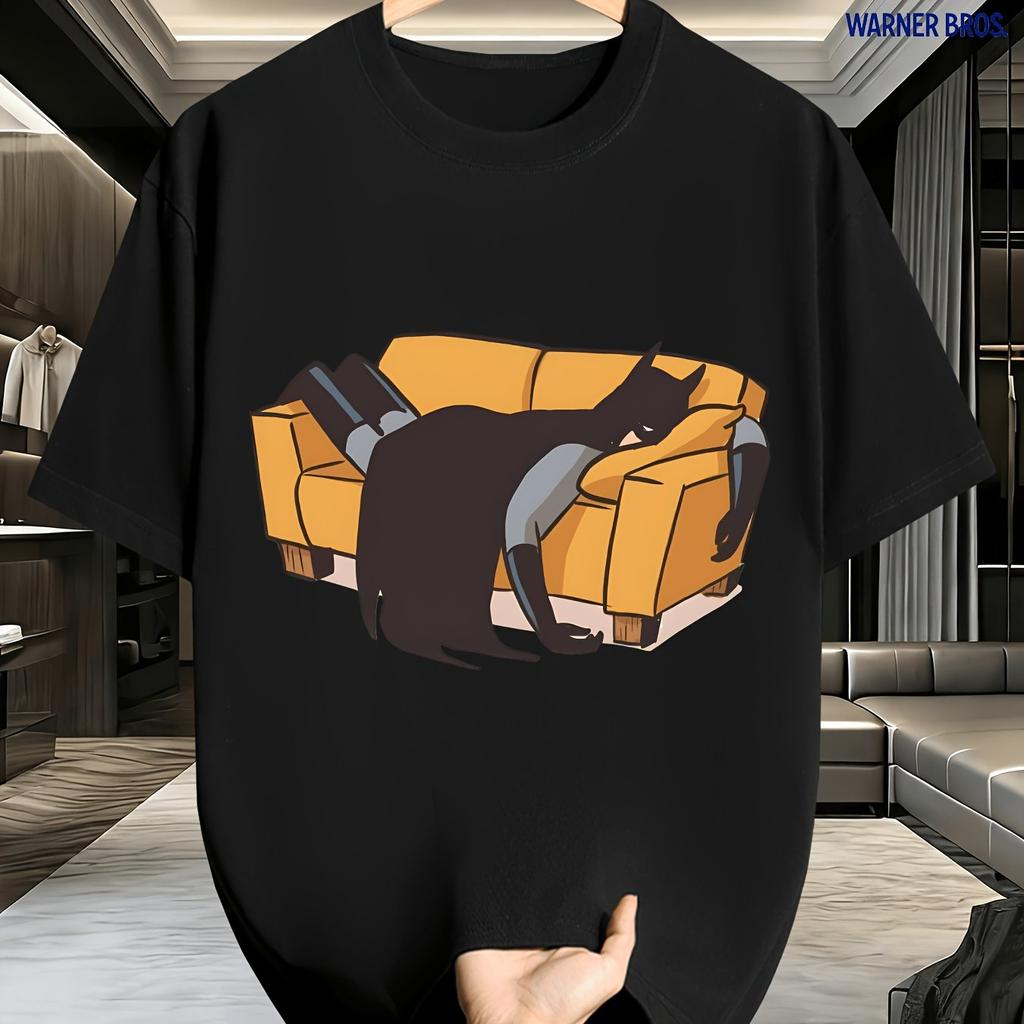Mens Urban Streetwear Short Sleeve T Shirt, Casual Crew Neck Daily Tops, Loose Fit Oversized Tee for Outdoor Commute Leisure Daily Wear