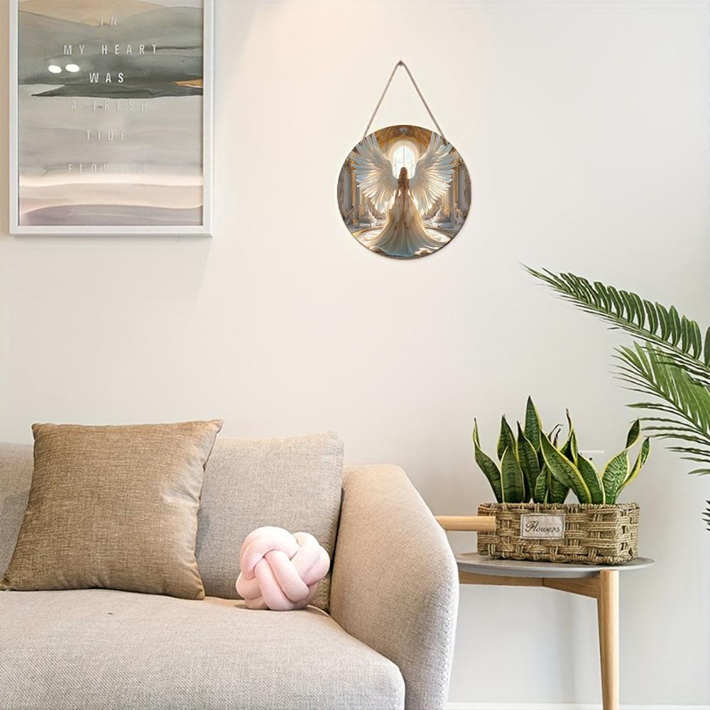 Pendant with a Pattern of the Back of an Angel, Decoration of Home Walls or Doors, 2d Flat Wooden, Christmas Decoration, Gifts for Friends and Family