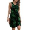 European and American women's clothing new printed dress casual round neck sleeveless vest skirt high waist pullover A-shaped skirt women