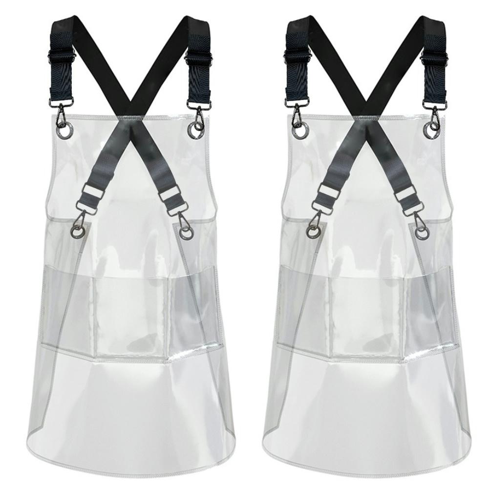 Fashion Barber Apron Reusable Waterproof Transparent Apron Unisex TPU for Kitchen Hair Salon Barber Barista Household Supplies