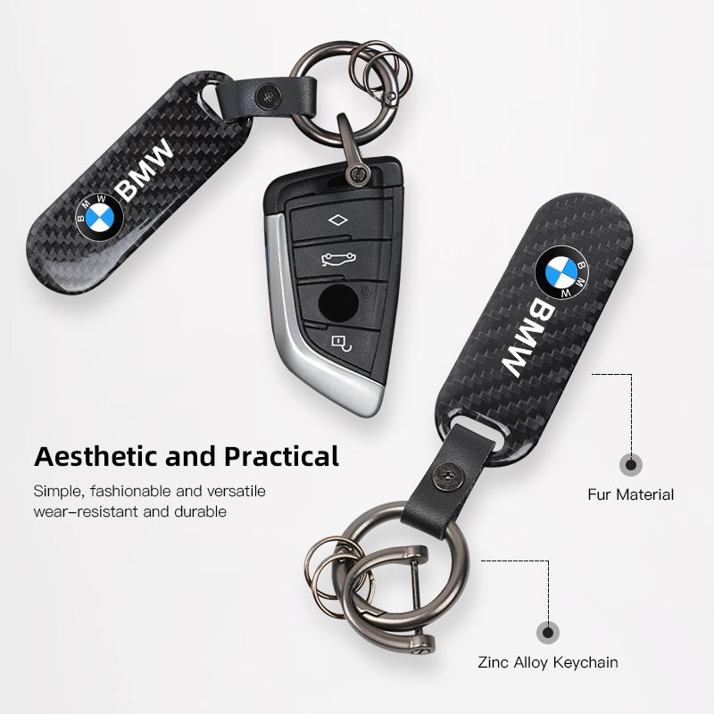 DKHN5 1Pcs Creative Carbon Fiber Auto Key Ring Car Key Holder Accessories For BMW E90 G80 M3 G30 M5 F82 F83 F20 F21 G42 F95 F96 G06 M2