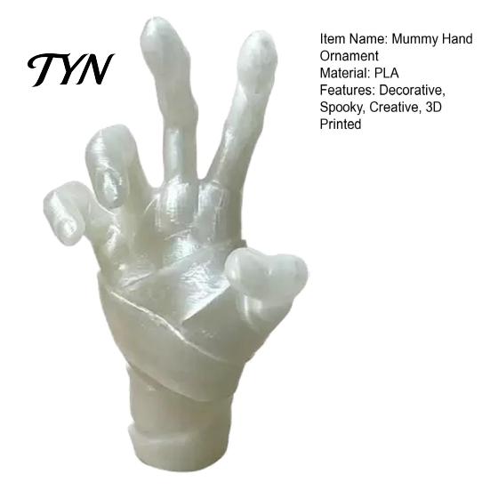 Luminous Zombie Palm Statue 3D Printed Glow in The Dark Mummy Hand Ornament, Spooky with Bandage, Esports Room Soft Decoration Realistic Figurine for