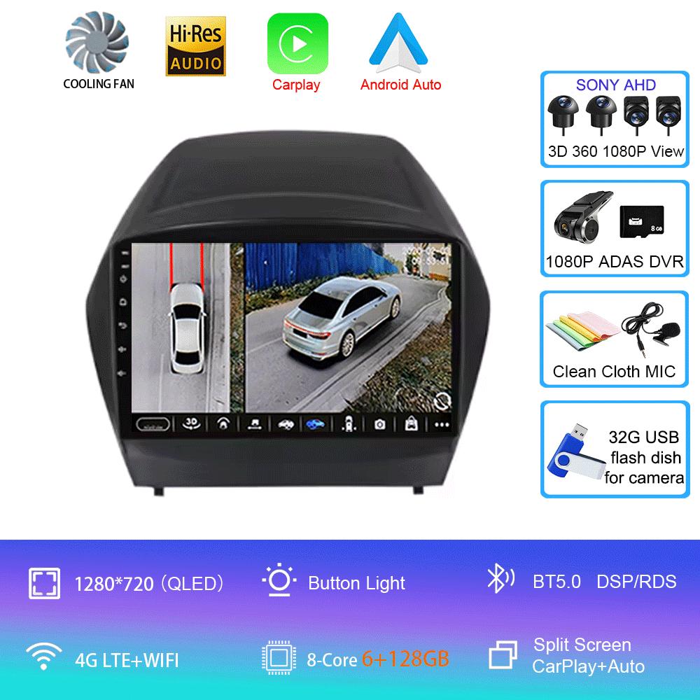 Для HYUNDAI TUCSON IX35 2012 2013 2014 2015 8Core 4G WIFI Android 14 Автомобильный мультимедийный стерео DVD-плеер Навигация GPS Радио