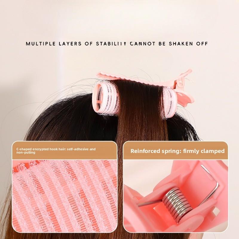 2Pcs Fluffy Bangs Roller Hair Root Fluffy Hair Clips Self-adhesive Seamless No Damage Head Top Styling Curling Barrel Roller