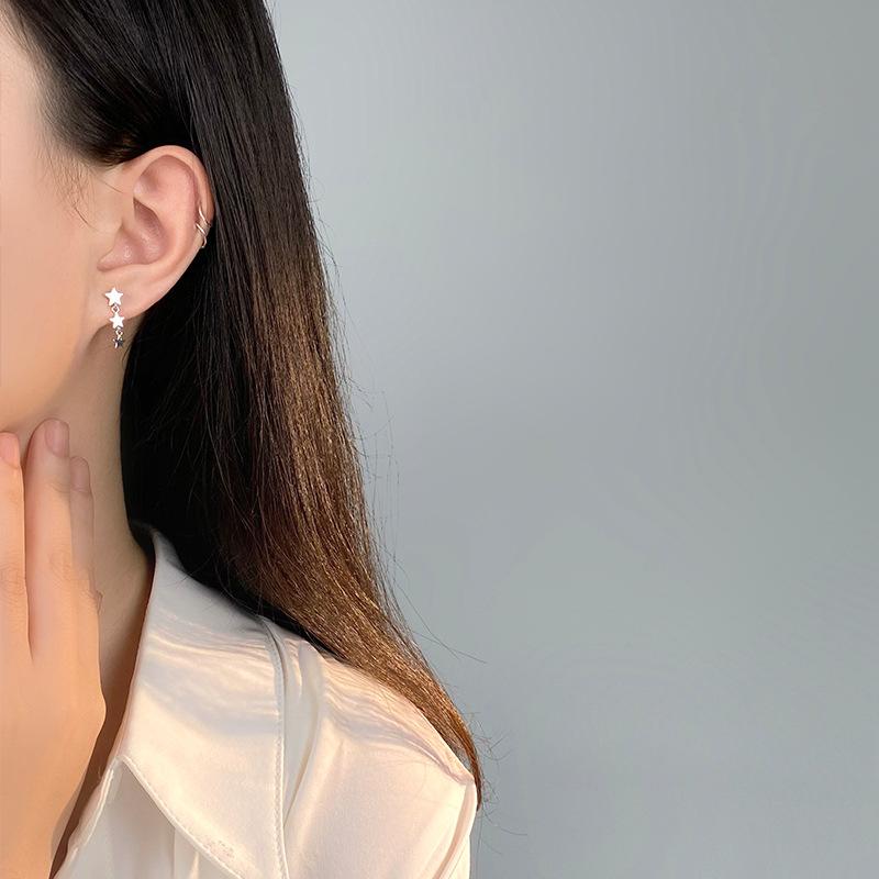Три пятиконечные звезды серьги для женщин с нишевым дизайном Sense Летний новый стиль