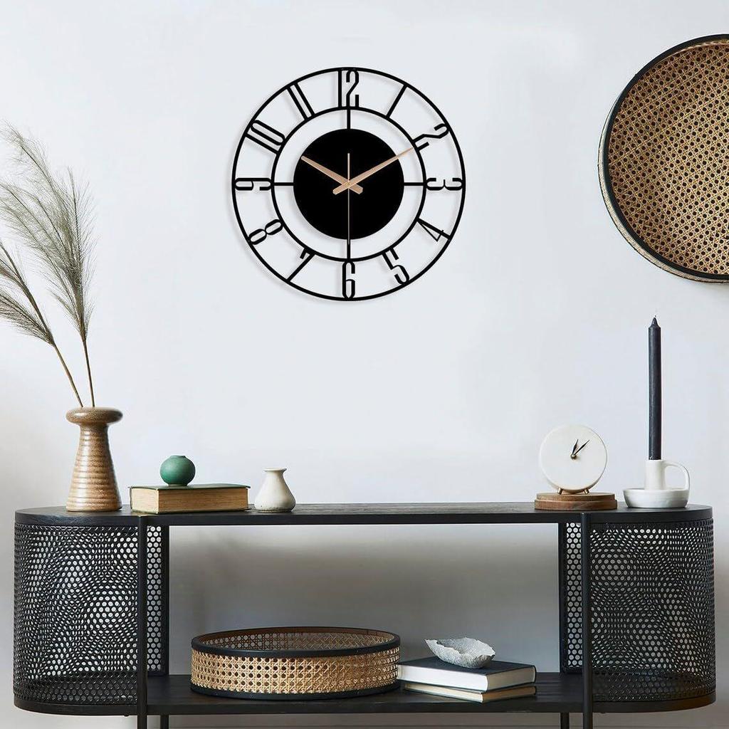 Стильные металлические аналоговые настенные часы для гостиной, спальни, кухни, дома и прихожей | Антикварные причудливые большого размера современные настенные часы для домашнего декора (60см)