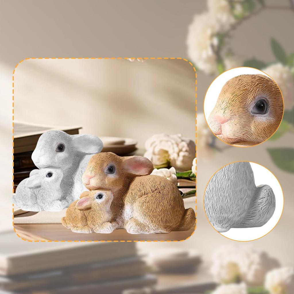 Mini Rabbit Figurine Resin Bunny Statue Animal Ornament for Indoor Outdoor Yard Balcony Easter Home Dollhouse Miniatures
