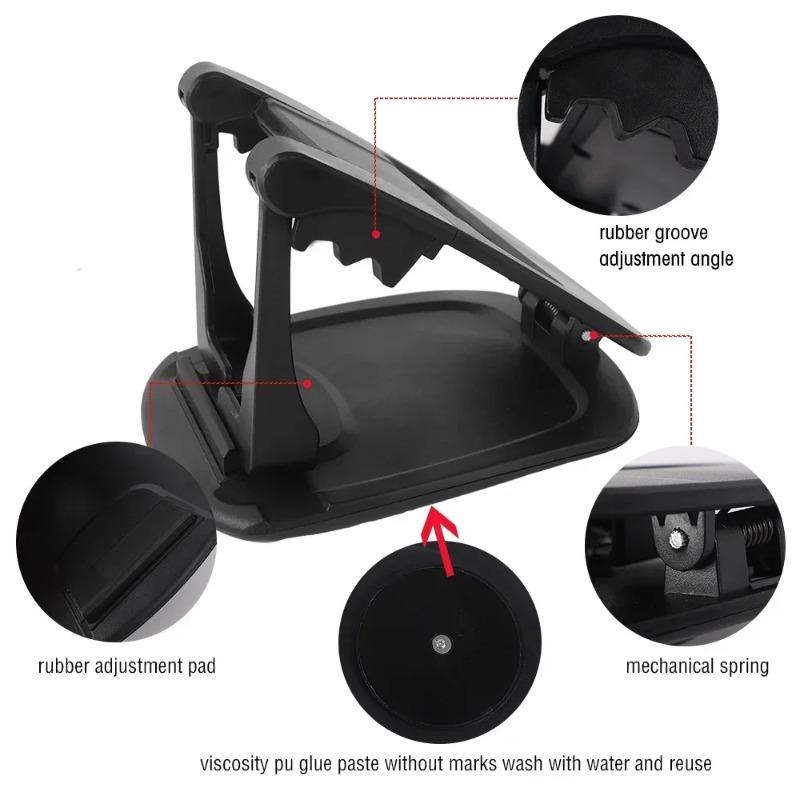 360° Rotatable Dashboard Car Mount, Foldable Phone Holder with Portable GPS Compatibility