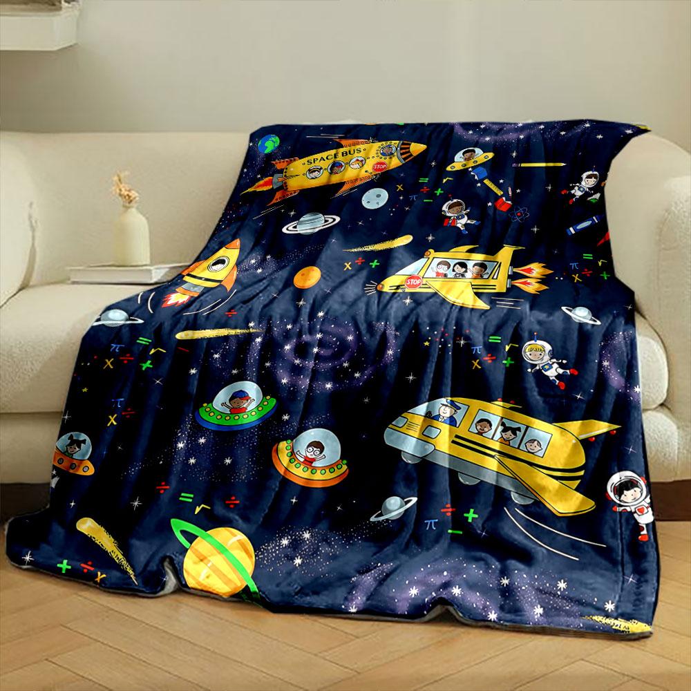 Space Bus Space Adventure Kids Blanket bedroom Blanket for Livingroom Couch lunch break Soft throw for Friend's festival Gift