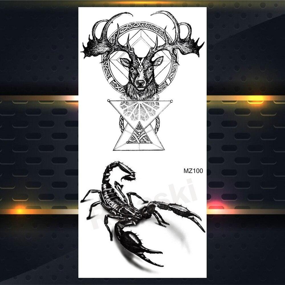 Временные татуировки с изображением орла для мужчин и женщин, волк, черное животное, татуировка, тигр, лесной лось, геометрия, гора, поддельные татуировки, скорпион, руки, руки