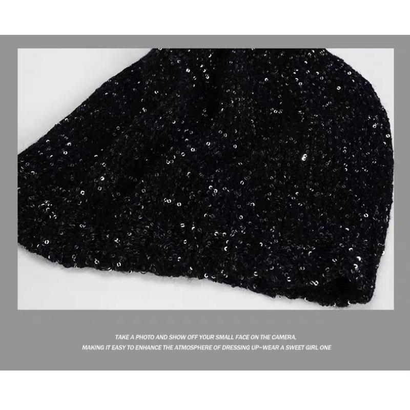 Бантик с пайетками ароматная сумка-холодная шапка осенне-зимняя мода корейская версия вязаная шапка-пуловер с изображением лица