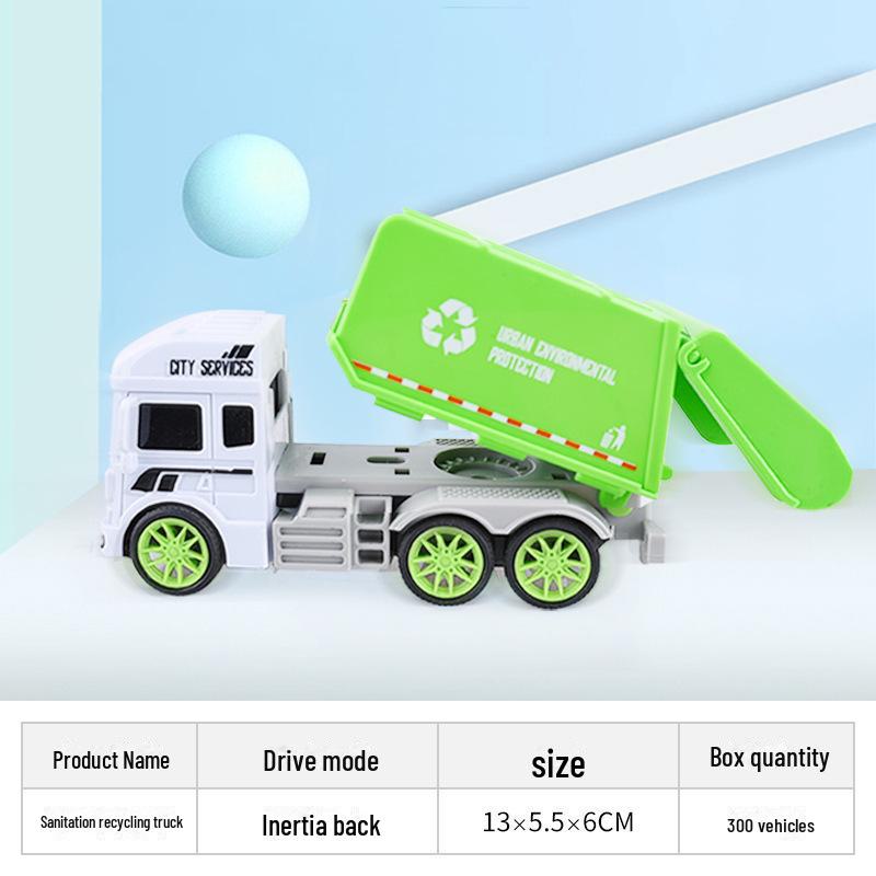 Boys' Sanitation & Fire Truck Toy Set: Inertia-Powered Garbage & Engineering Vehicles