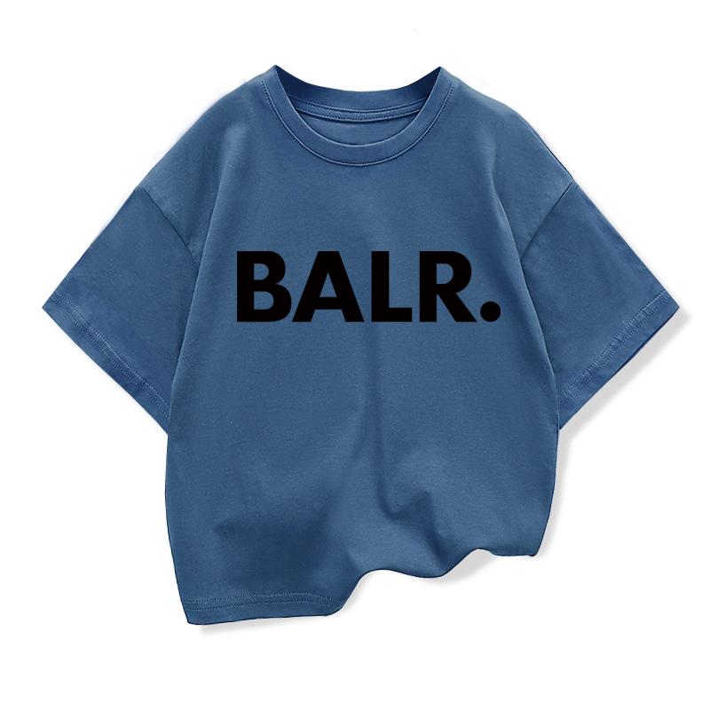 Летняя футболка для мальчиков Хлопок Повседневная Смешная BALR. Печать Крутые Свободные Топы с Круглым Вырезом для Малышей Детские Футболки с Коротким Рукавом Топы для Девочек