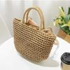 New Arrive Handmade Straw Bags Ribbons Bowknot Beach Knitting Handbags Tote Shoulder Bag