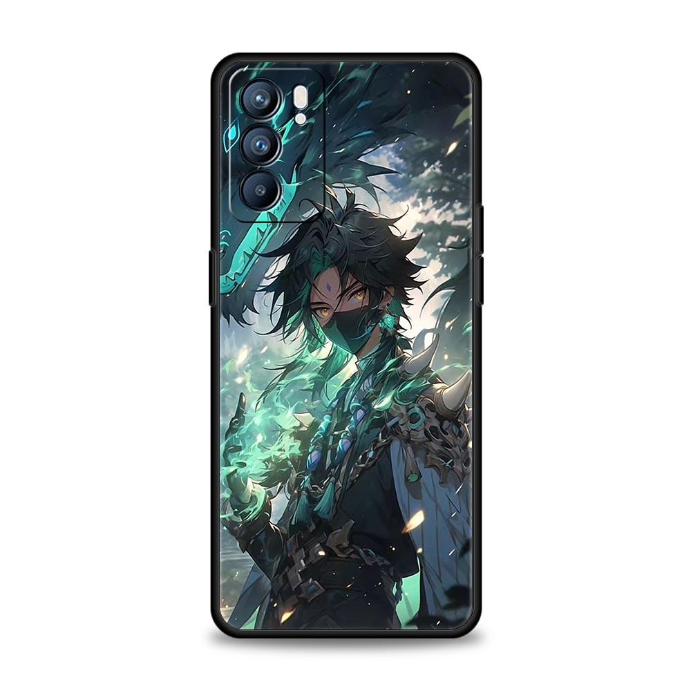 Чехол Для Oppo A54 A53 A52 A9 A15 A95 A17 A16 A76 A74 A57 Find X6 X5 Reno8 Reno7 Reno6 Pro 5G Обложка Genshin impact дракон Genshin