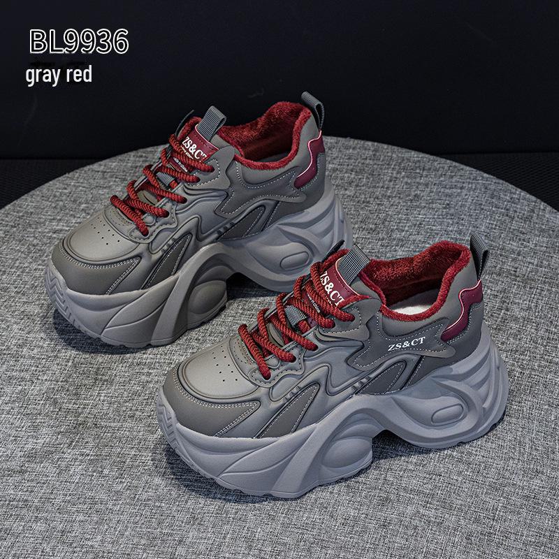 Женские туфли Dad Shoes из натуральной кожи на толстой подошве, визуально увеличивающие рост, универсальные повседневные кроссовки на весну/осень, мода 2025 года.