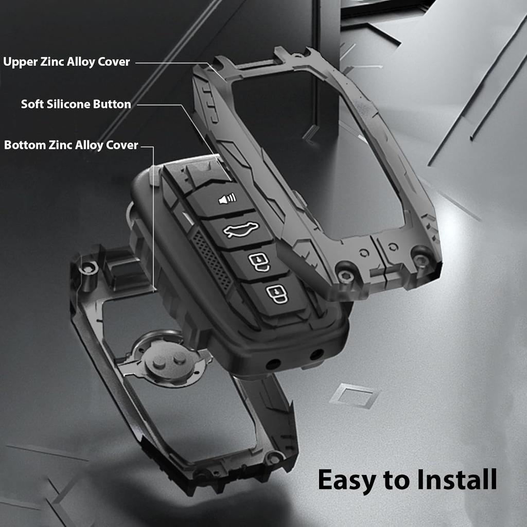 Mech Style Heavy Metal Key Fob Cover, Compatible With Toyota Tundra 2024 2025~, Fit For Corolla Cross Venza Sequoia Etc, Zinc Alloy Key Case
