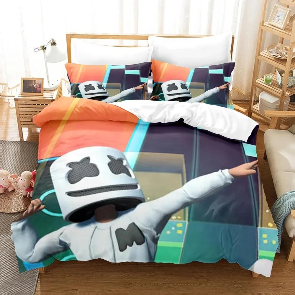 DJ Marshmello Bedding Set Single Twin Full Queen King Size Hip Hop Bed Set Aldult Kid Bedroom Duvetcover Sets 3D Print 035