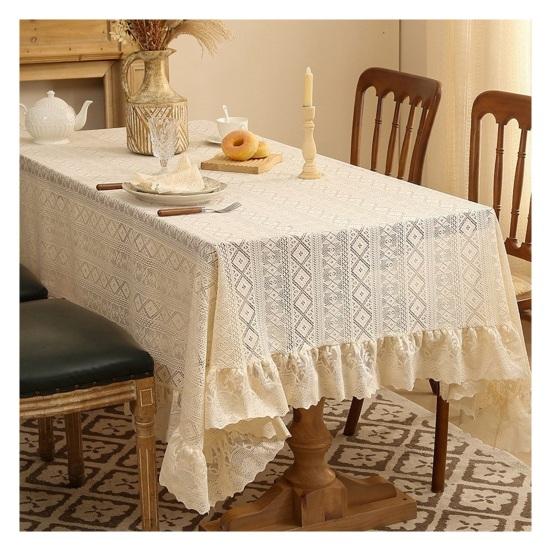 Винтажная скатерть с кружевной оборкой, стирающаяся, французская деревенская, с вышивкой, скатерть для украшения стола на день рождения, свадьбу, банкет, вечеринку, чехол на обеденный стол