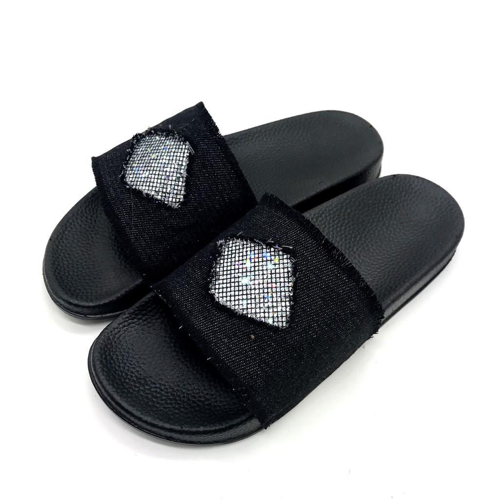 New Fashion Women's Summer Bling Flashing Sandals Denim Flat Slippers Flip Flops Women Sandals Zapatos De Mujer