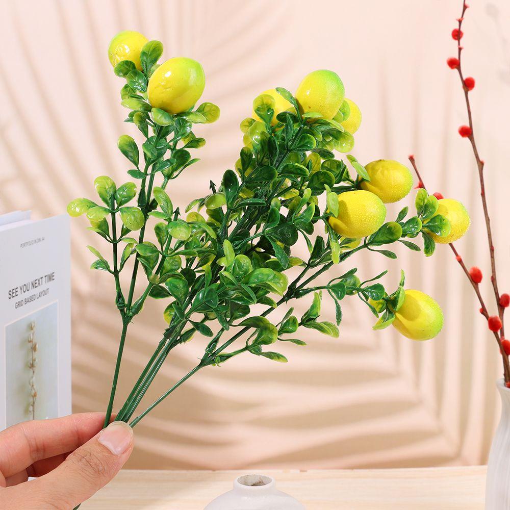 Centerpiece for Home Greenery Decoration Lemon Tree Artificial Fruit Lemon Branch with Green Leaves