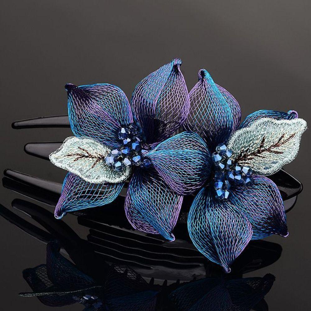Korean Style Women Hairpin Large Crystal Headdress Jewelry Flower Hairclip  Gift