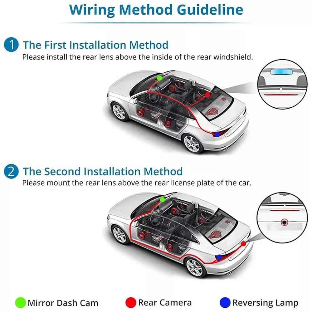 4,3-дюймовый автомобильный видеорегистратор с зеркалом заднего вида, видеорегистратор с передним и задним одинарным и двойным объективом, циклическая запись, камера 1080p с реверсом
