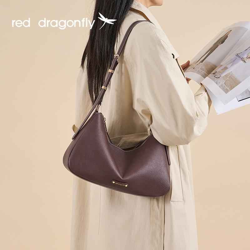 Red Dragonfly New 2026 Fashion Shoulder Bag Solid Color Large Capacity Versatile Tote Bag