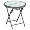 Folding Coffee Table, Tempered Glass Marble-Effect Top, Round Metal Frame, 45 x 50 cm, White