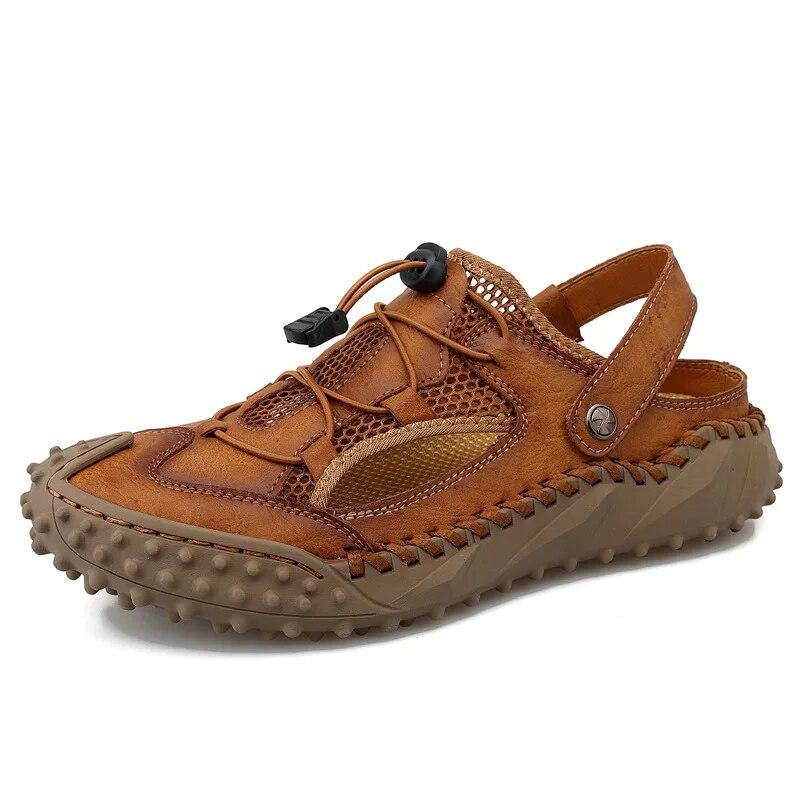 Comfortable Non-slip Flat Genuine Cow Leather Sandals for Men Summer Holiday Outdoor Plus Size up to 46 Footwear