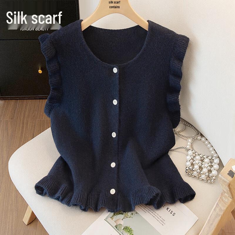 Women's Knitted Wool Blend Button Vest