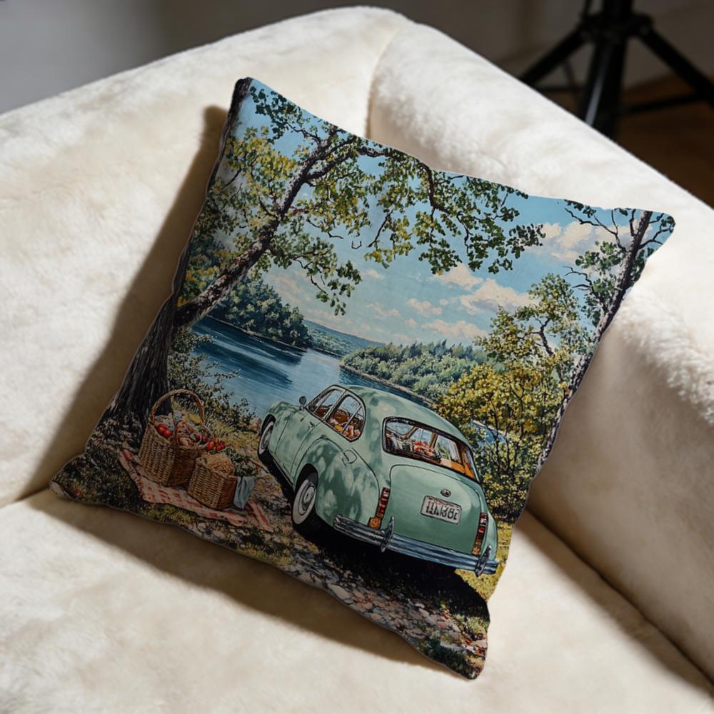 Watercolor Vintage Car Cushion Cover Soft Decorative Pillow Case Suitable for Bedroom Sofa Car Travel Use