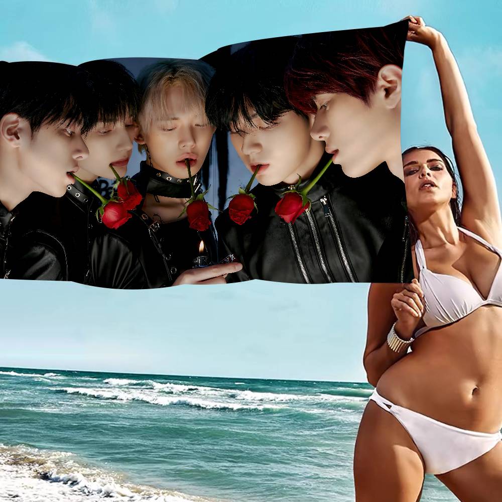 Kpop T-Tomorrow X Together Txt Пляжное полотенце Цветные банные полотенца Микрофибра Быстросохнущие Индивидуальное Песочное пляжное полотенце Пляж Йога Спа Тренажерный зал Бассейн