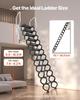 Attic Ladder Wall-Mounted, 660LBS/299.4KG Capacity, Fits 9.5 to 10 ft Ceiling Height, 12-Step Steel Folding Stairs with Handrails, Pull Down Attic