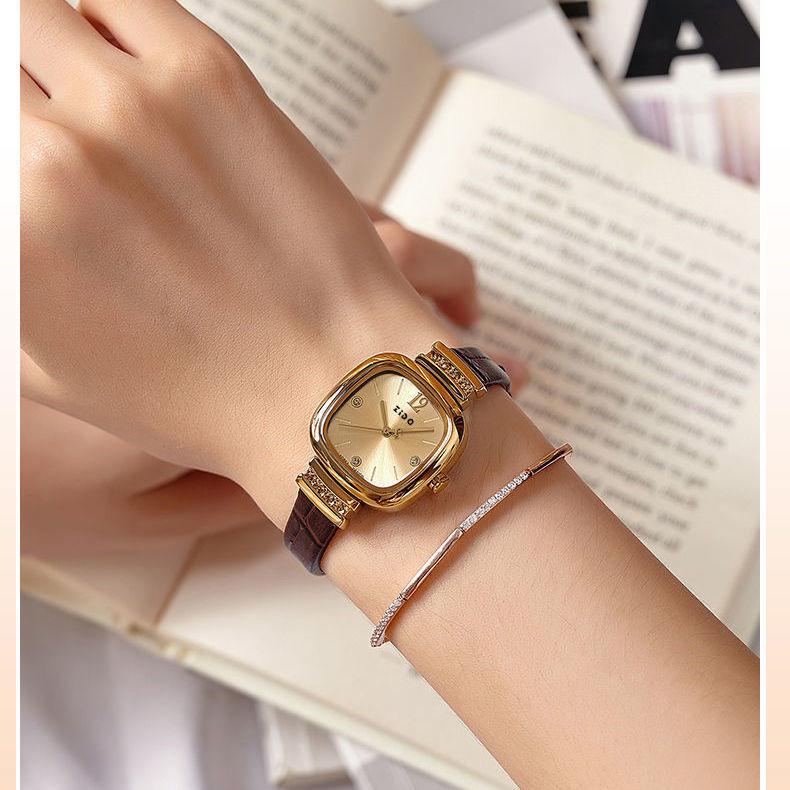 Женские квадратные часы Zido из сахарного кварца, Ретро-стиль, Высококлассные, Простые, Модель 2024 года