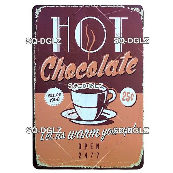 [SQ-DGLZ]COFFEE Menu Metal Sign Vintage Plaque Plate Decor For Pub Bar Wall Decor Break Coffee Tin Signs Retro Cafe Poster