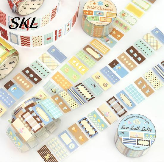 Soft Color Tape Writable Labels Washi Roll, Decorative Patterns Art Craft Smudge Proof Sticker Masking for Scrapbook, Journals, Planners, Card Making